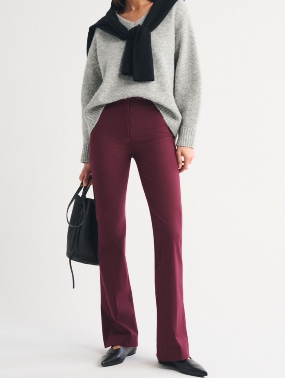 Abercrombie & Fitch Forme Bootcut Pants in Dark Maroon